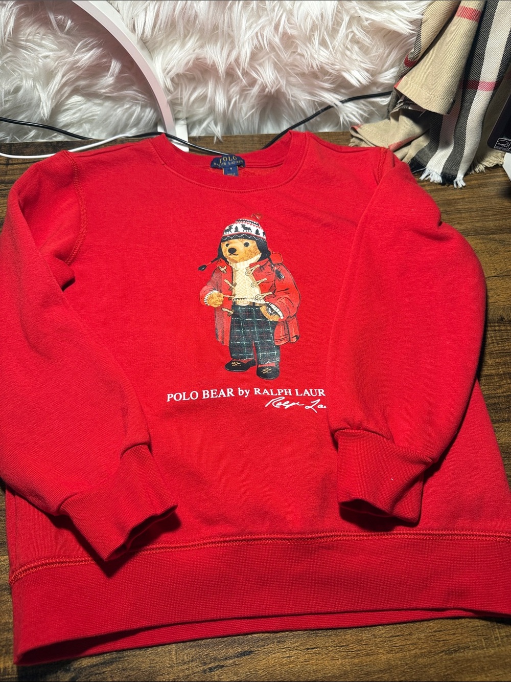 Ralph Lauren Red Polo Bear Crewneck Sweater
